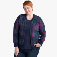 Closeout Christopher & Banks Multi Patchwork Zip Front Sweater - 1X