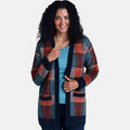 Closeout Christopher & Banks Teal Plaid Patch Pocket Cardigan - 2X - Sticky add to cart bar