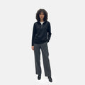 Closeout Christopher & Banks Black Relaxed Restyled Quarter Zip Mock Neck Top - Large - Sticky add to cart bar