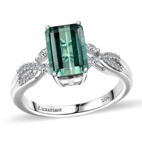 10K White Gold AAA Mint Tourmaline, Luxuriant Lab Grown Diamond (E-F, VS) (0.20 cts) Ring (Size 10.0) 2.65 ctw