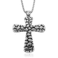 Pebble Surface Cross Pendant Necklace in Stainless Steel 23.5 Inches - Sticky add to cart bar