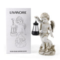 Livmore White Polyresin Angel Figurine with Lantern (6.50x7.28x15.35) - Sticky add to cart bar