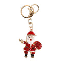 Red and White Austrian Crystal, Enameled Santa Claus Keychain in Goldtone - Sticky add to cart bar