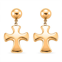 Cross Earrings in ION Plated YG Stainless Steel