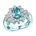 D'Joy Premium Cambodian Blue Zircon, Moissanite Ring in Blue E-coat Sterling Silver (Size 10.0) 3.00 ctw - Sticky add to cart bar