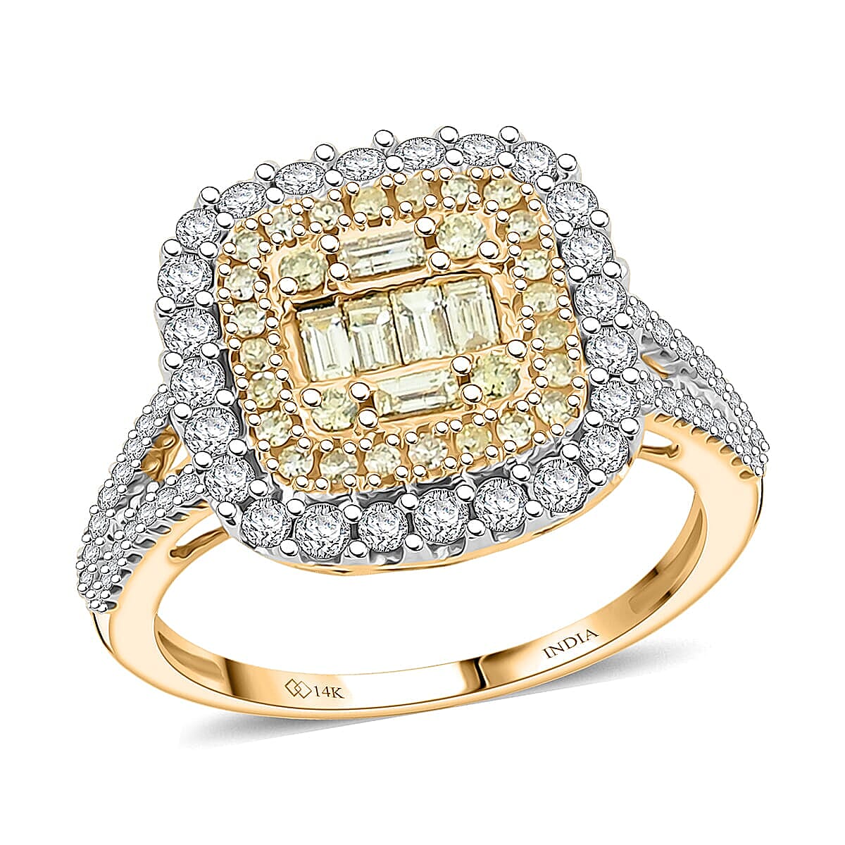 Natural Yellow and White Diamond G VS 1.00 ctw Ring in 14K Yellow Gold (Size 10.0)