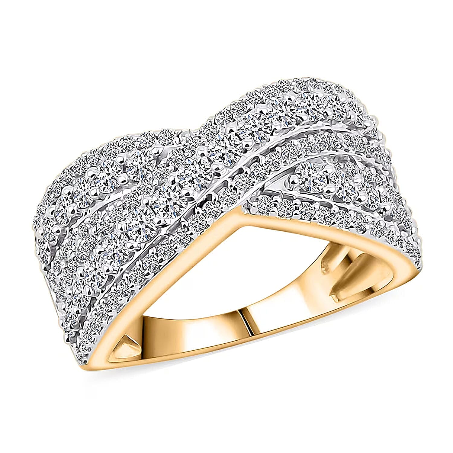 Luxuriant Lab Grown Diamond (G VS) Ring in 14K YG Over Sterling Silver (Size 10.0) 1.50 ctw