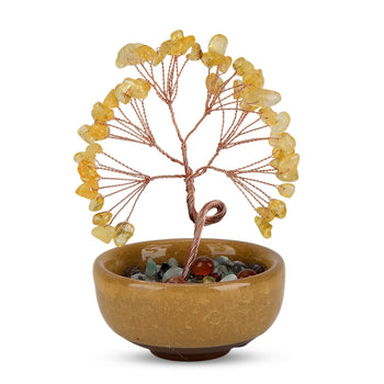 Livmore Citrine Gemstone Tree Décor with Ceramic Base - Product card gallery slide 1 (10227267535161)