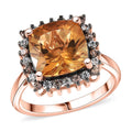 D'Joy Premium Marialite, White and Champagne Zircon Ring in 18K Vermeil RG Over Sterling Silver (Size 10.0) 4.40 ctw - Sticky add to cart bar