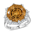 D'Joy African Amethyst, Moissanite Ring in Rhodium Over Sterling Silver (Size 10.0) 12.50 ctw - Sticky add to cart bar