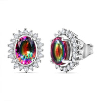 D'Joy Nebula Quartz Doublet and White Zircon 2.85 ctw Earrings in Platinum Over Sterling Silver