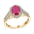 10K Yellow Gold Premium Mozambique Ruby, Luxuriant Lab Grown Diamond (G-H, SI) Ring (Size 6.0) 2.50 ctw - Sticky add to cart bar
