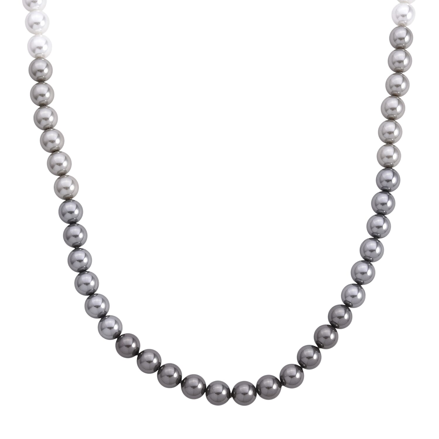 Tahitian to White Color Shell Pearl Necklace (20 Inches) in Silvertone