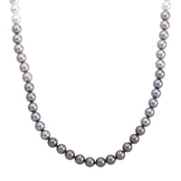 Tahitian to White Color Shell Pearl Necklace (20 Inches) in Silvertone