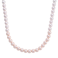 Pink to White Color Shell Pearl Necklace (20 Inches) in Silvertone