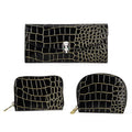 La marey Black Crocodile Pattern Faux Leather Wallet and 2pcs Card Bag - Sticky add to cart bar