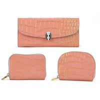 La marey Black Crocodile Pattern Faux Leather Wallet and 2pcs Card Bag