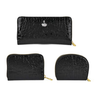 La Marey Black Crocodile Faux Leather 3pcs Giftbox, Wallet and 2pcs Card Wallets