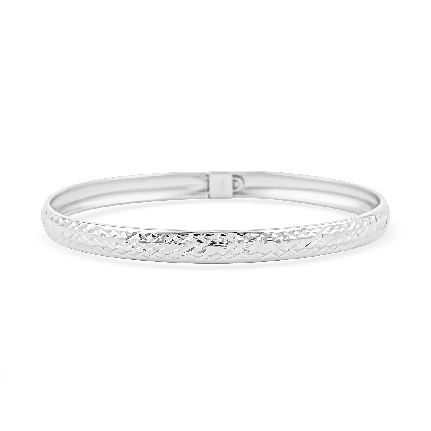 Doorbuster Sterling Silver Diamond Cut Bangle Bracelet (7.50 In) (4.50 g)