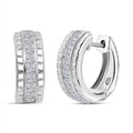 Simulated Diamond Hoop Earrings in Rhodium Over Sterling Silver - Sticky add to cart bar