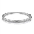 Simulated Diamond Bangle Bracelet in Rhodium Over Sterling Silver (7.25 In) 6.00 ctw - Sticky add to cart bar
