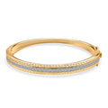 Simulated Diamond Bangle Bracelet in Rhodium Over Sterling Silver (7.25 In) 6.00 ctw - Sticky add to cart bar