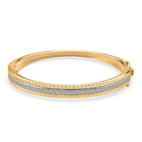Simulated Diamond Bangle Bracelet in Rhodium Over Sterling Silver (7.25 In) 6.00 ctw