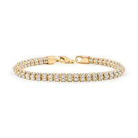 Italian Two Tone Sterling Silver Diamond Cut ICE Round Chain 5 Row Bracelet (8.00 In) 14 Grams