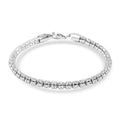 Italian Rhodium Over Sterling Silver Diamond Cut ICE Round Chain 3 Row Bracelet (8.00 In) 8.87 Grams - Sticky add to cart bar