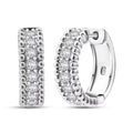 Simulated Diamond Beaded Border Hoop Earrings in Rhodium Over Sterling Silver - Sticky add to cart bar