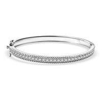 Simulated Diamond Bangle Bracelet in Rhodium Over Sterling Silver (7.25 In) 5.90 ctw