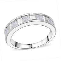Simulated Diamond Ring in Rhodium Over Sterling Silver (Size 10.0) 1.25 ctw