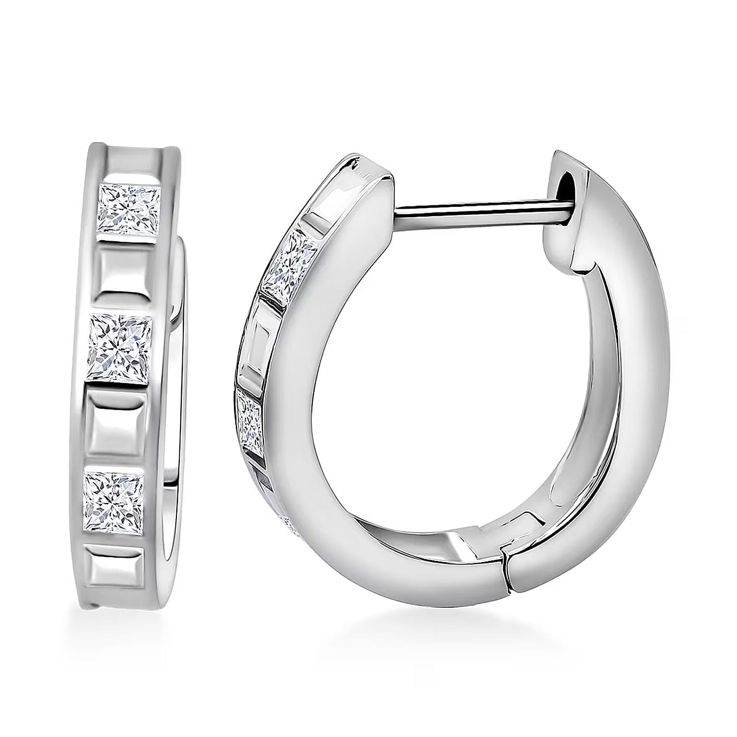 Simulated Diamond Earrings in Rhodium Over Sterling Silver 1.50 ctw