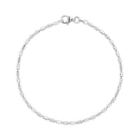 Rhodium Over Sterling Silver 2mm Typhoon Bracelet (7.50 In) 2.36 Grams