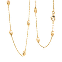 Italian 14K Yellow Gold Over Sterling Silver Moon Cut Oval Bead 3mm Chain Bracelet (7.25 In) 1.77 Grams