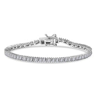 Luxuriant Lab Grown Diamond (G-H, SI) Matrix Line Bracelet in Rhodium Over Sterling Silver (7.25 In) 3.50 ctw
