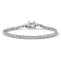 Luxuriant Lab Grown Diamond (G-H, SI) Matrix Line Bracelet in Rhodium Over Sterling Silver (7.25 In) 3.50 ctw