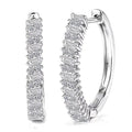 Luxuriant Lab Grown Diamond G-H SI 1.00 ctw Matrix Line Earrings in Rhodium Over Sterling Silver - Sticky add to cart bar