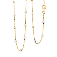 Italian 14K YG Over and Sterling Silver Moon Cut Round Bead Chain Necklace (18 Inches) (1.2mm, 4 Grams)
