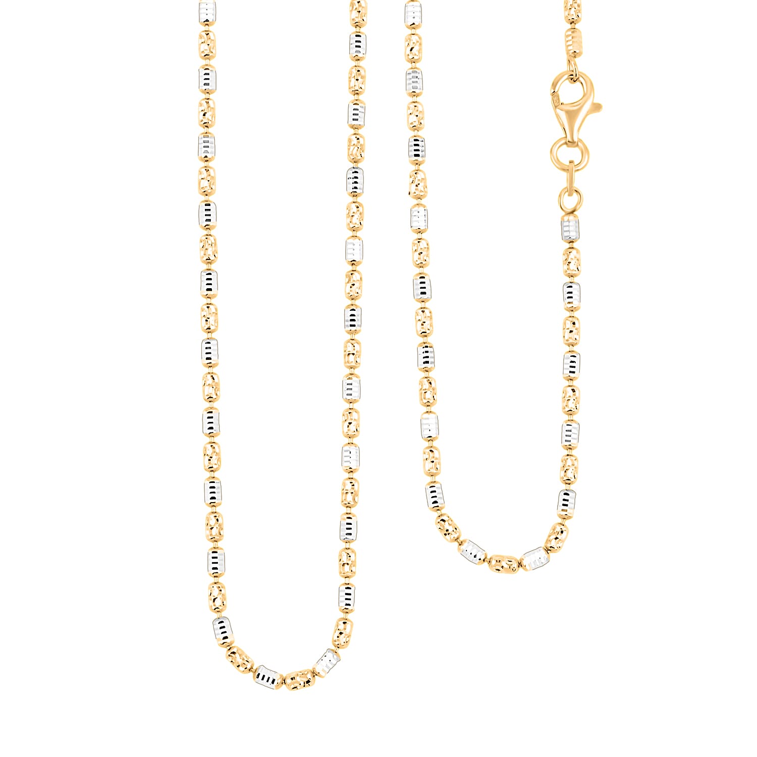 Made in Italy 14K YG Over and Sterling Silver Typhoon Fancy 2mm Chain Necklace 18 Inches 5.19 Grams