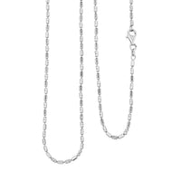 Made in Italy Rhodium Over Sterling Silver 2mm Typhoon Fancy Chain Necklace 20 Inches 5.76 Grams