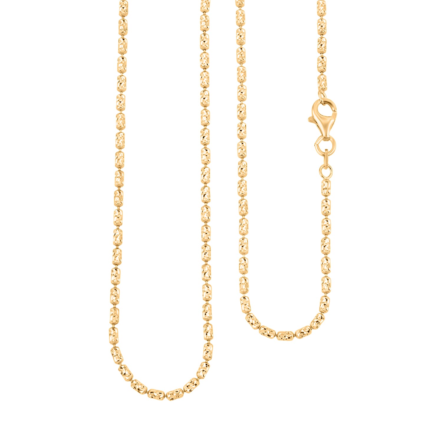 Italian 14K YG Over Sterling Silver Typhoon Fancy Diamond Cut 2mm Necklace 18 Inches 5.5 Grams