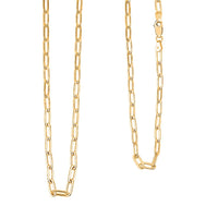 Italian 14K Yellow Gold Over Sterling Silver 3.6mm Paperclip Chain Necklace 20 Inches 10.50 Grams