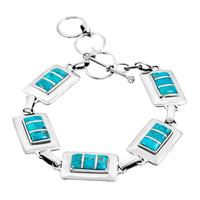 Santa Fe Style Kingman Turquoise Bracelet in Sterling Silver (8.00 In) 1.50 ctw