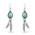 Santa Fe Style Kingman Turquoise Earrings in Sterling Silver 0.24 ctw - Sticky add to cart bar