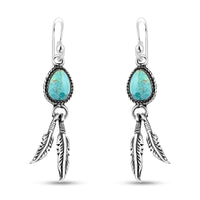 Santa Fe Style Kingman Turquoise Earrings in Sterling Silver 0.24 ctw