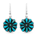 Santa Fe Style Kingman Turquoise Earrings in Sterling Silver 2.20 ctw - Sticky add to cart bar