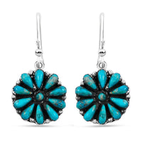 Santa Fe Style Kingman Turquoise Earrings in Sterling Silver 2.20 ctw