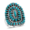 Santa Fe Style Kingman Turquoise Ring in Sterling Silver (Size 10.0) 4.40 ctw - Sticky add to cart bar