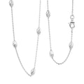 Italian 4mm Moon Cut Oval Bead Necklace in Rhodium Over Sterling Silver 6.20 Grams 26 Inches - Sticky add to cart bar